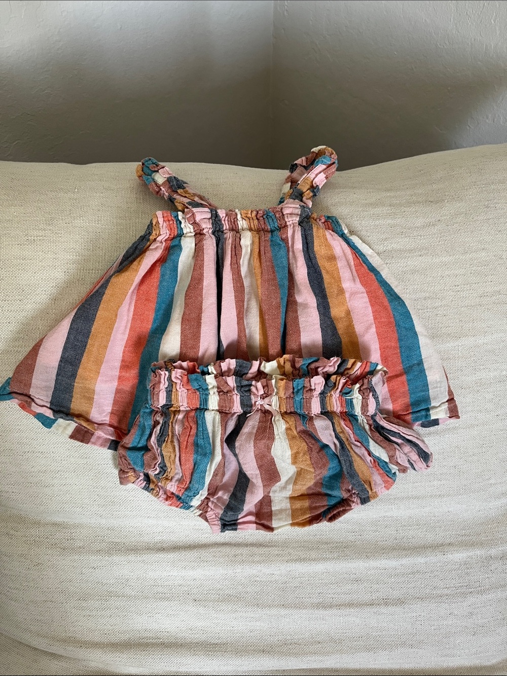 Pink Chicken Striped Multicolor Baby Two-Piece Outfit 12/18 months